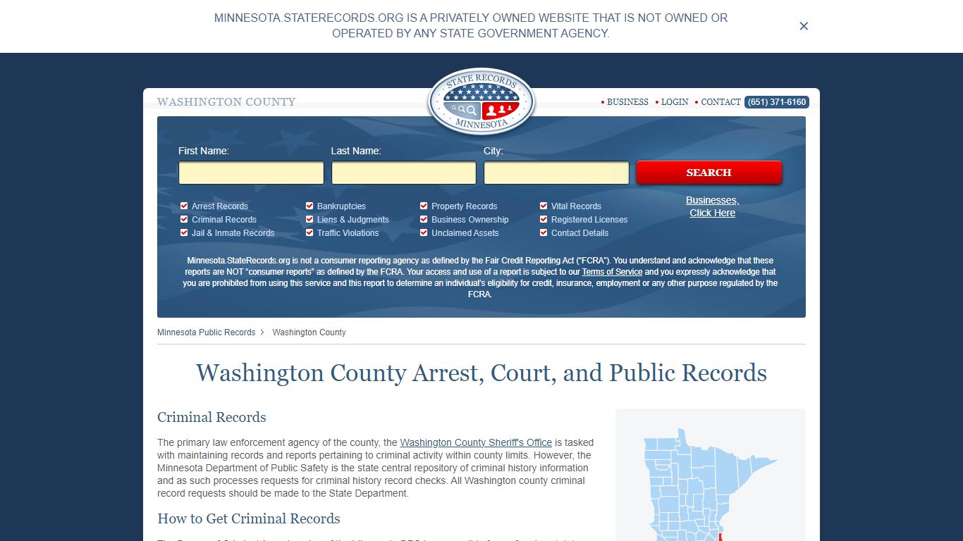 Washington County Arrest, Court, and Public Records